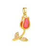 Colgante de Tulipan con Piedra Ojo de Gato para Mujer, Diseño de Nicho, Versátil y de Gama Alta, Accesorios para Joyería DIY que No se Desvanecen