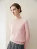 Suéter de punto clásico para mujer con cuello redondo 100% cachemira, nueva camiseta básica simple de otoño e invierno, top pullover suave y amigable con la piel