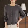 Suéter longo de malha feminina outono e inverno, nova moda casual estilo preguiçoso, blusa básica versátil, suéter de tricô versátil