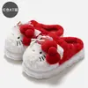Pantuflas de Algodón con Dibujos Animados Suela Gruesa Antideslizantes Con Felpa Cálida Pantuflas de Piel para Niñas Otoño Invierno Hogar Pantuflas de Algodón Cerradas para Mujer Venta al por Mayor