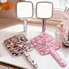 Espejo de Maquillaje Retro de Mano, Espejo Portátil, Espejo Pequeño para Llevar, Espejo de Maquillaje de Mano para Estudiantes Mujeres en Residencias
