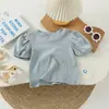 Conjunto Ins Estilo Coreano para Niñas 2023 Moderno Overol con Estampado de Dibujos Animados + Camiseta Básica de Manga Corta de Verano para Niños Pequeños