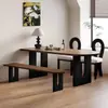 Mesa de Jantar Ilha e Cadeiras em Madeira Maciça Estilo Meio do Século Francês para Casa Apartamento Pequeno Mesa de Jantar Semicircular Montada na Parede Mesa Longa para Recepção de Negociação