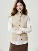 Suéter 100% caxemira pura para mulheres, nova coleção outono/inverno, cor sólida, trança estilo vintage, gola alta, colete cardigã de tricô