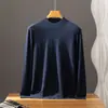 Suéter de cachemira 100% Bai Cai Velvet para hombre, ligero y lujoso, suave y cómodo, tejido fino de otoño/invierno con cuello semi-alto, casual y simple