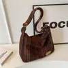Bolso Cruzado de Estilo Nuevo Retro Americano Transfronterizo para Mujer, Bolso de Hombro de Lana a Cuadros Otoño e Invierno, Mochila de Moda de Nicho para Chica