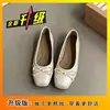 Novos Sapatos de Couro Quadrados Femininos para Primavera e Outono, Mocassins Rasos de Encaixar, Sapatilhas Delicadas com Laço