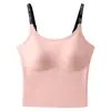 Sujetador de copa fija sin presión, que no se siente, sujetador tipo tank top absorbente de impactos para deportes de impacto medio-alto, ropa interior de soporte suave, transpirable y de alta elasticidad