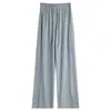 Pantalones de Hielo de Seda con Protección Solar para Mujer, Verano Finos de Cintura Alta, Caída Recta de Pierna Ancha, Versátiles Adelgazantes Sueltos Casuales de Secado Rápido
