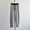 Calça de Moletom de Cor Contrastante Cintura AltaNova Moda Outono/Inverno Feminina Cor Contrastante Perna Larga Cordão Reto Dois Sentidos Casual