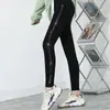 Novedad de Primavera Moda Leggings con Incrustaciones de Diamantes Ropa Exterior para Mujer Leggings Cálidos Forrados de Felpa Talla Grande Ajustados Pantalones hasta el Tobillo