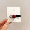 Grampo de Cabelo Estilo Coreano Pérola Vermelha Feijão Flocado para Franja e Cabelos Quebrados Clipe Lateral Macio Fofo Doce Acessórios de Cabelo para Meninas Adorno de Cabeça Feminino Novo Estilo