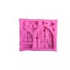Molde de fondant para bolo porta de madeira janela molde de silicone líquido ferramenta para assar bolo G132