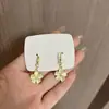 2024 Nuevos Pendientes Elegantes de Moda Celebridad de Internet de Corea del Sur Pendientes de Flor de Piedra Ojo de Gato Pendientes de Flor Gancho para Oreja Joyería para Orejas para Mujeres