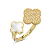 Anel de Prata 925 Banhado a Ouro K com Design de Trevo de Quatro Folhas para Mulheres, Design Exclusivo, Sensação de Luxo, Anel Estiloso e Versátil