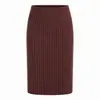 Saia de tricô cintura alta com fenda em estoque transfronteiriça para mulheres, vestido de tricô slim fit outono e inverno, saia de tricô cor sólida