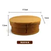 Caja de Comida Rápida Caja de Embalaje de Madera Caja de Almuerzo Redonda Estilo Japonés con Tapa Caja de Embalaje de Alimentos