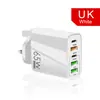 Cargador de teléfono móvil de carga rápida estándar PD65W 4A tipo C PD + cabezal de carga de viaje multipuerto 3USB al por mayor