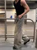 Jeans Rectos Desgastados Estilo Retro Americano Desierto Teñido Sucio Salpicaduras de Tinta Pantalones Versátiles Holgados para Hombre Pantalones de Pierna Ancha para Hombre