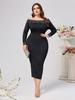 Vestido feminino plus size europeu e americano, novo, outono e inverno, manga comprida, slim fit, lantejoulas, Amazon, sexy, elegante, ombro de fora
