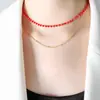 Joyería de moda de comercio exterior, collar de reina de doble capa que no se decolora, combina con todo, cuentas de vidrio, exquisito collar de clavícula