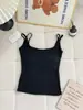Nuevo Estilo Chica Atrevida Ajustado Sexy Bloque de Color Doble Tirante Espalda Descubierta Camisola con Almohadillas en el Pecho para Mujer, Adecuada para Ropa Exterior, Top Adelgazante