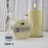 Vela Eletrônica Recarregável por USB com Controle Remoto, Base Plana, Cabeça Piscante, LED de Carregamento Simulada, Luz Decorativa