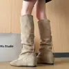 Aumento de Altura Interior 2026 Botas Largas de Terciopelo Botas de Caballero para Mujer Botas con Plataforma Botas Altas Color Caqui Adelgazantes Botas Vaqueras Estilo Nuevo