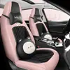 Funda de Asiento de Coche Transfronteriza, Nuevo Cuero Seda Helada, Totalmente Cerrada, Transpirable, Resistente al Desgaste, Funda de Cojín de Asiento Universal para Coche de Cinco Plazas