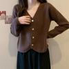 Cárdigan de punto de primavera y otoño coreano con cuello en V para mujer, chaqueta corta holgada de manga larga que combina con todo, novedad de 2024
