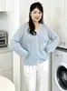 Casaco feminino versátil de cor sólida fino plus size, blusa casual, coleção outono 2026, cardigã de tricô de corte solto para mulheres curvilíneas