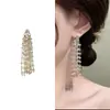 Pendientes Largos con Borla de Rombo y Circonita Aguja de Plata Diseño de Nicho Pendientes Exagerados con Estilo Lujo Accesible Pendientes de Alta Gama para Mujer