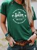 Estação Independente Verão Transfronteiriço Europeu e Americano Padrão SALEM Gola Redonda Pulôver Manga Curta ebay Camiseta Feminina