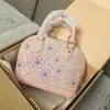 Nueva Bolsa de Cartera de Cuero Genuino con Patrón de Ondas de Agua Polvo de Cerezo Bolso de Mano de Moda para Mujer Marca de Tendencia Bolso Cruzado de Hombro Único de Gran Capacidad