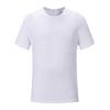 190g Algodón mercerizado australiano cuello redondo manga corta color sólido base en blanco cuello pequeño camiseta uniforme para hombre y mujer estampada