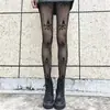 Medias con Patrón de Calavera Medias de Red Transfronterizas Negras Sexy Oscuras Huecas Estilo Jk Medias de Malla Ins Leggings Medias
