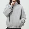 Sudadera Suelta de Cuello Alto Cárdigan para Mujer Otoño e Invierno 2025 Casual 450g Algodón Terry Chaqueta con Cremallera Top Exterior Delgado