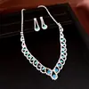 Brincos de Stud Redondos com Renda e Diamante Inlaid de Agulha de Prata Colar Corrente para Clavícula de Luxo Leve Estilo de Temperamento Personalizado Conjunto de Joias Venda por Atacado