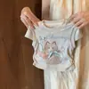 Conjunto Elegante y Dulce para Niñas Verano 2026 Nuevo Delgado Manga Corta Pantalones de Pierna Ancha Conjunto de Dos Piezas para Niñas