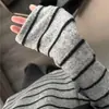 Top de lana a rayas para mujer, estilo coreano, para principios de otoño, 220g, nuevo, holgado, como prenda base, con camiseta de manga larga gris, venta al por mayor