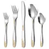 Faca, garfo e colher para bife em aço inoxidável 410 com cabo floral, conjunto de talheres de alta qualidade para restaurante, parcialmente banhado a ouro e titânio, 4 peças