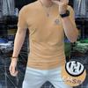 Hermosa camiseta delgada y moderna con letras, de algodón mercerizado para hombre, cuello redondo, manga corta, primavera y verano, nueva industria pesada.