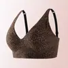 Lingerie Feminina Sem Costura Estilo Europeu e Americano com Estampa de Leopardo, Sutiã Push-Up Sexy sem Costas com Alta Elasticidade, Sem Aro e Sem Compressão
