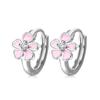 Nuevos pendientes de moda con forma de gota de pegamento y flores, estilo extranjero, con hebilla de flor de cerezo, elegantes pendientes con borde cruzado.