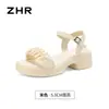 Sandalias de Suela Gruesa Estilo Francés Zhr para Mujer 2026 Nuevo Modelo de Verano Uso al Aire Libre Estilo Hada Elegantes Versátiles Sandalias de Una Correa
