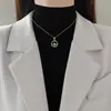[Acero de Titanio] Collar Redondo Estrella de Mar Estilo Palacio Elegante Completamente Incrustado de Diamantes para Mujer Cadena Versátil para Clavícula Cadena de Acero de Titanio