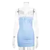 Moda Feminina Transfronteiriça Casual Slim Fit Estilo Europeu e Americano Vestido Bodycon Sexy com Amarração Verão Novo Tubinho Vestido Modelador de Cintura