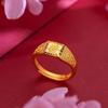 Anillo de la fortuna de dinero de oro de arena de Vietnam chapado en oro latón para hombre con apertura ajustable suministro al por mayor en vivo