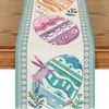 Bandera de Mesa Popular de Pascua Temu Estampado de Enano de Huevo de Pascua Material de Lino Decoración de Mesa de Pascua de Primavera Mantel