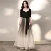 Vestido Falda de Noche con Gradiente Estrellado Otoñal Sencillo para Mujer Traje de Actuación para Cantante Roja, Anfitrión de Escenario, Director de Coro